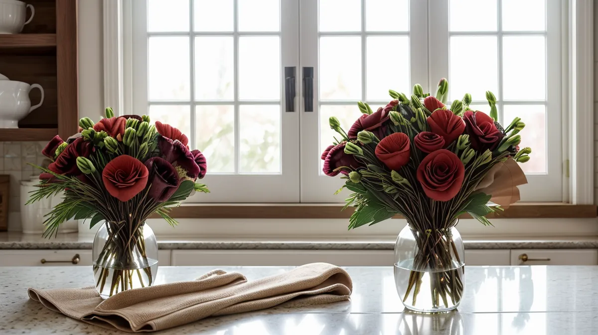 A flower delivery box left at a college dorm mailroom, part of a long-distance campus-living delivery review