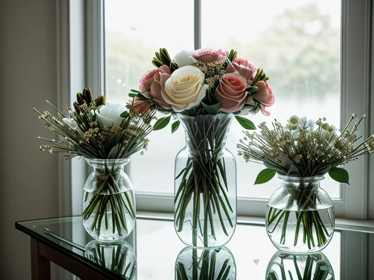 Close-up comparison of a cheap plastic floral vase versus a quality glass vase.