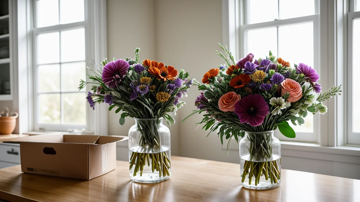 Flower delivery spreadsheet tracking floral substitutions, vase quality, and consumer advocacy notes for gift-giving orders
