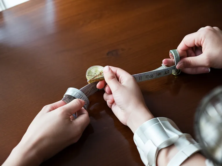 Measuring an 8-inch glass florist vase with a metal tape measure.
