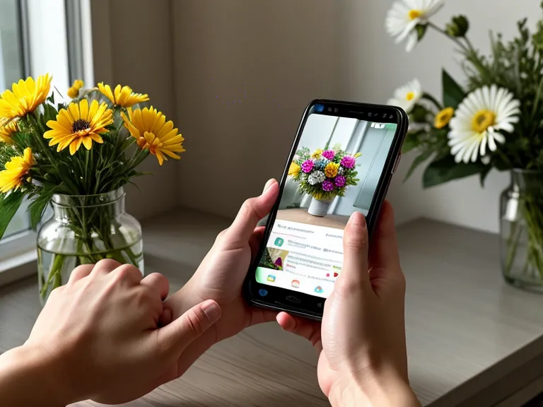 A close-up of a person photographing a flower delivery to compare it with the online listing.