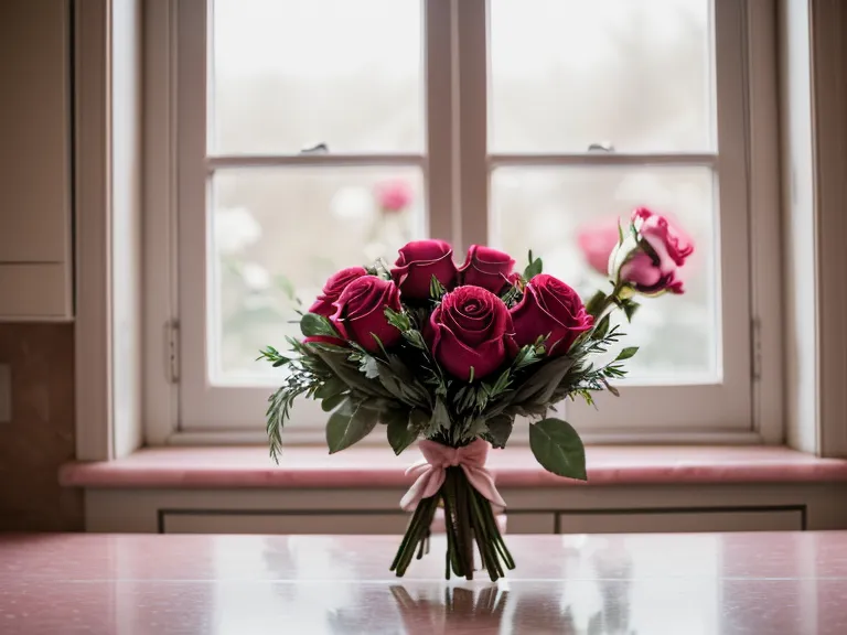 Smartphone showing a floral listing next to a real bouquet for comparison