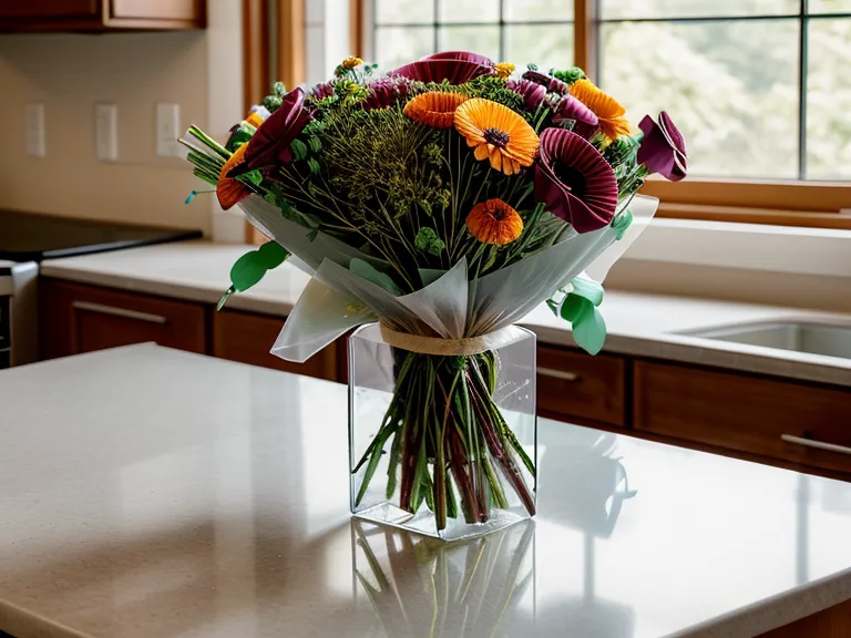 Close-up of a floral arrangement showing substituted carnations instead of roses.