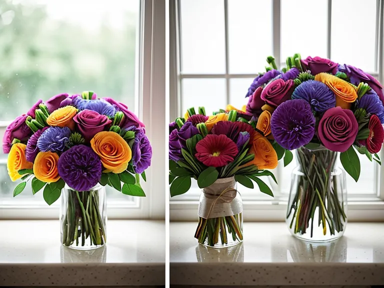 Side-by-side comparison of a floral website photo and the actual delivered bouquet.