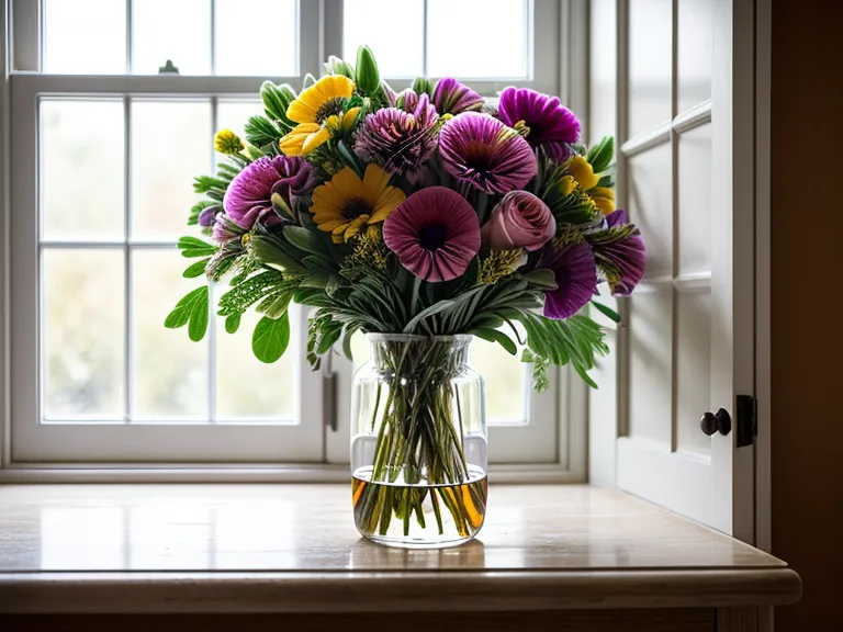 Trimming a flower stem at an angle to extend a bouquet's vase life after delivery