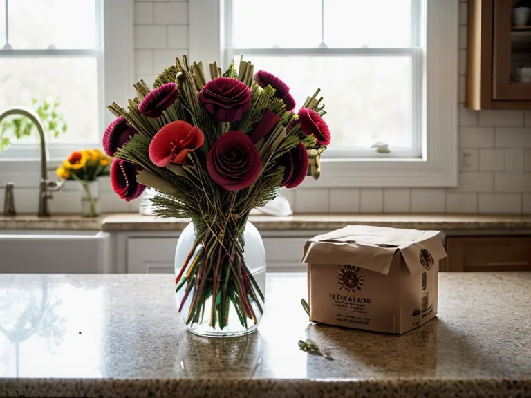 Trimming ProFlowers gift basket bouquet stems at a 45-degree angle after a dormant delivery arrival