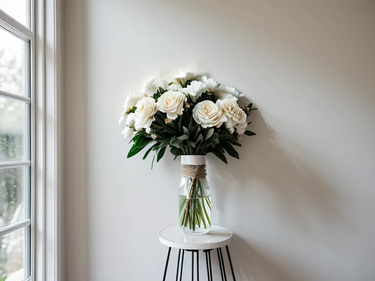 A professional white floral standing spray on a wire easel for a funeral.