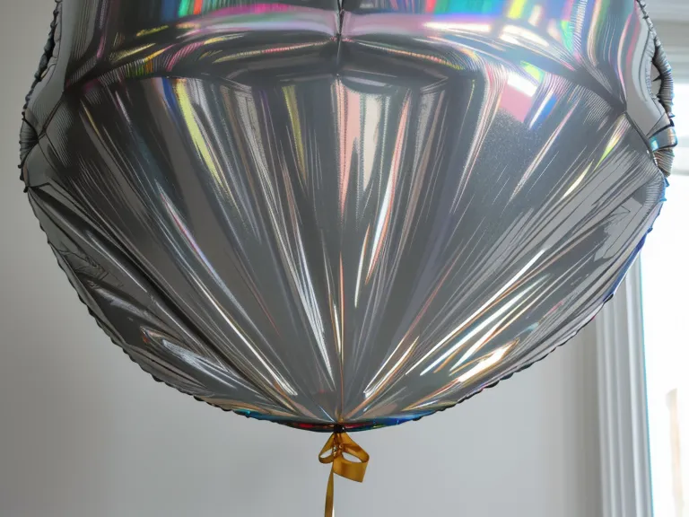 A slightly deflated Mylar balloon showing wrinkles on the foil surface.