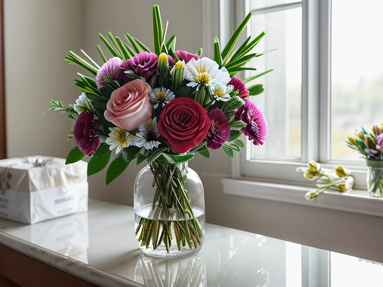 Side-by-side comparison of a SendFlowers birthday bouquet delivery photo against the original online listing