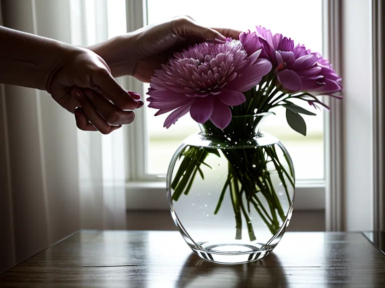 Close-up of a high-quality thick glass flower vase being held.