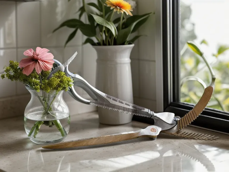 Cutting flower stems at a 45-degree angle next to a shipped flower box.